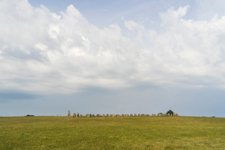 Ystad, Scania, Sweden - 06 20 2021 : Ales Stones ancient megalithic monumentのeditorial素材