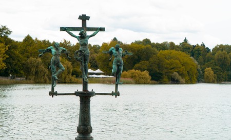 The statue of Jesus Christ on the crucifixionの写真素材