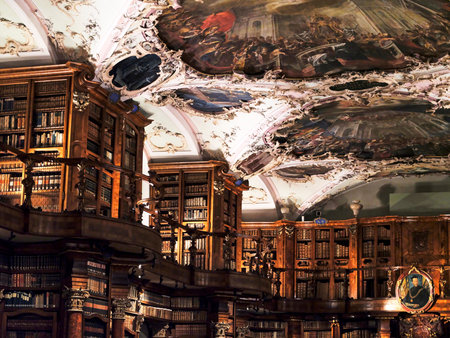 Stunning interior of the historic library showcasing intricate architecture and elaborate ceiling...