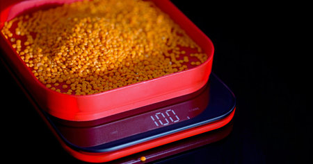 Precise Measurement Of Millet In Container For Nutritional Planning And Culinary Preparation
