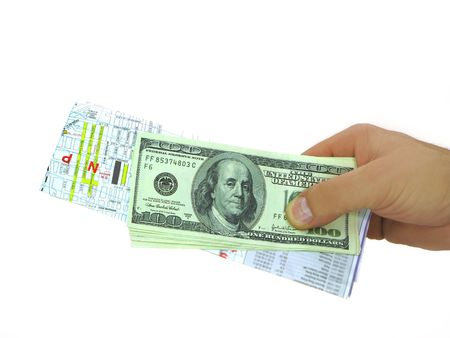 Male hand with chinese map and american money のeditorial素材