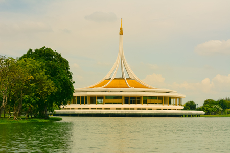 Building with lake view in national park rama nineの写真素材