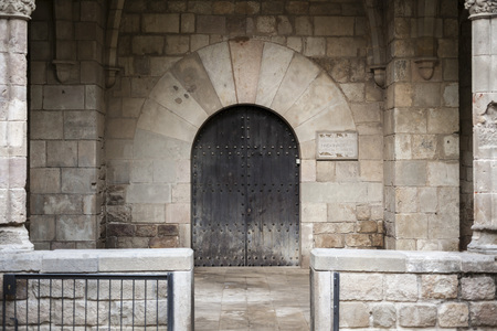 BARCELONA,SPAIN-SEPTEMBER 4,2015: Ancient Hospital of Santa Creu,was until the early twentieth century the only hospital in the city, El Raval quarter, Barcelona.のeditorial素材