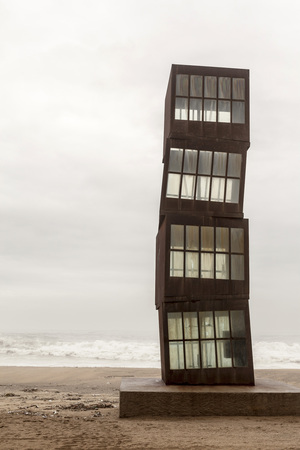 BARCELONA,SPAIN-MARCH 6,2013: Urban art,sculpture L Estel ferit (The Wounded Shooting Star), by...