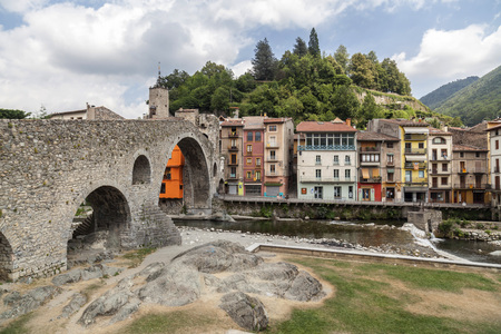 CAMPRODON,SPAIN-JULY 13,2015:View of pyrenees village of Camprodon,Catalonia,Spain.のeditorial素材