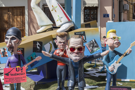 VALENCIA,SPAIN-MARCH 18,2013: Fallas, Falles, traditional and famous celebration, U2 ninots,...