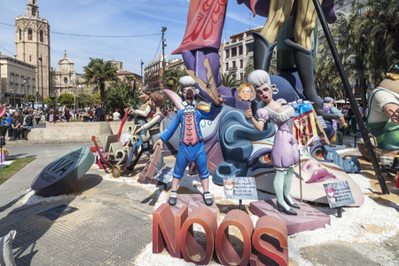 VALENCIA,SPAIN-MARCH 18,2013: Fallas, Falles, traditional and famous celebration, Ninots,...