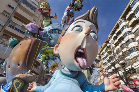 VALENCIA,SPAIN-MARCH 18,2013: Fallas, Falles, traditional and famous celebration, group of ninots,...