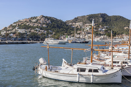 PORT-ANDRATX,SPAIN-JANUARY 12,2016: Village view, mediterranean port marina in Port-Andratx, Mallorca Island,Balearic Islands.のeditorial素材