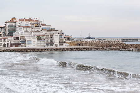 RODA DE BERA,SPAIN-FEBRUARY 8,2012: Village view, mediterrean sea, Roc Sant Gaieta, Roda de Bera, Costa Daurada, province Tarragona, Catalonia.のeditorial素材