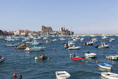 CASTRO URDIALES,SPAIN-SEPTEMBER 25,2015: View of port and village of Castro Urdiales, cantabrian village, province Santander,Cantabria.のeditorial素材