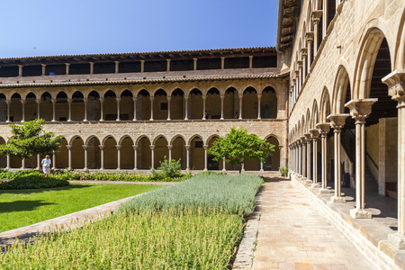BARCELONA,SPAIN- JUNE 4,2015: Cloister of Monastery Santa Maria de Pedralbes, Monestir, gothic...