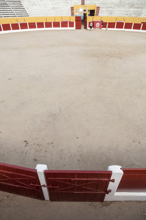 CERET-FRANCE,JULY 8,2015: View of bullring, Arenes of french village of Ceret.のeditorial素材