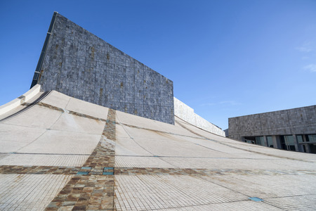 SANTIAGO DE COMPOSTELA,SPAIN-NOVEMBER 27,2013: Modern architecture, buildings in Ciudad de la Cultura de Galicia or Cidade da cultura de Galicia or City of culture of Galicia, designed by Peter Eisenman.のeditorial素材