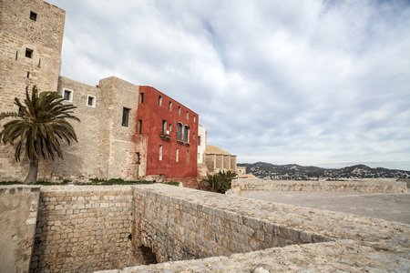 IBIZA-EIVISSA,SPAIN-JANUARY 18,2013: Historic center, bastion, fortress of walled enclosure of the old town of Ibiza, Balearic Islands.のeditorial素材