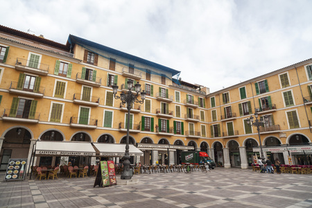 PALMA DE MALLORCA,SPAIN-JANUARY 16,2013: Square view, Plaza Mayor, Palma, Balearic Islands.のeditorial素材