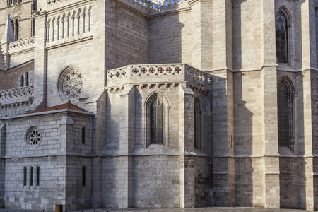VALLADOLID,SPAIN-NOVEMBER 23,2012: Architecture religious building church, iglesia santa maria la antigua, gothic style, Valladolid, Castilla-Leon.のeditorial素材