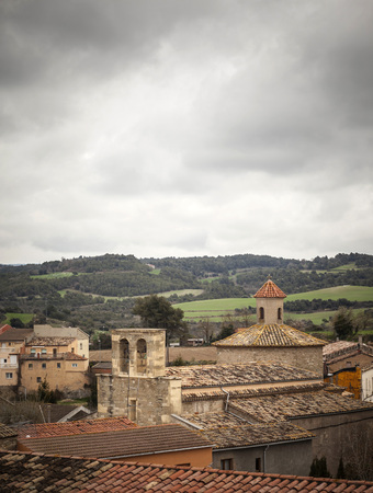 CALDERS,SPAIN-MARCH 25,2015: Village view, cloudy day in Calders, Moianes region comarca, province Barcelona, Catalonia.のeditorial素材