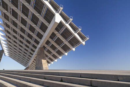 BARCELONA,SPAIN-MARCH 5,2015: Photovoltaic panel in Forum zone, Barcelona.のeditorial素材