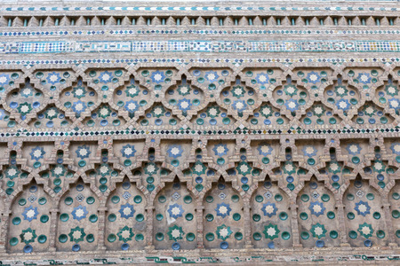 ZARAGOZA,SPAIN-NOVEMBER 4,2014: Detail facade wall cathedral, mudejar style, Zaragoza.のeditorial素材