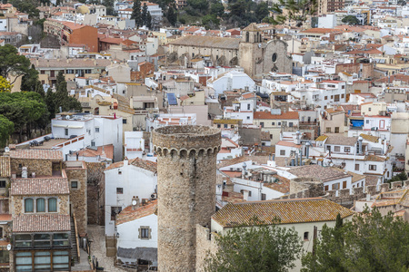 TOSSA DE MAR,SPAIN-FEBRUARY 7,2014: Village view of Tossa de Mar, historic center, vila vella, mediterranean village in Costa Brava, province Girona, Catalonia,Spain.のeditorial素材
