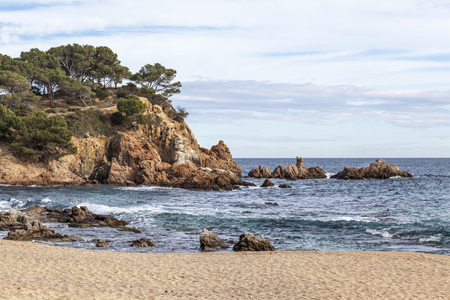 Seascape of Costa Brava, beach, S Agaro, Catalonia, Spain.