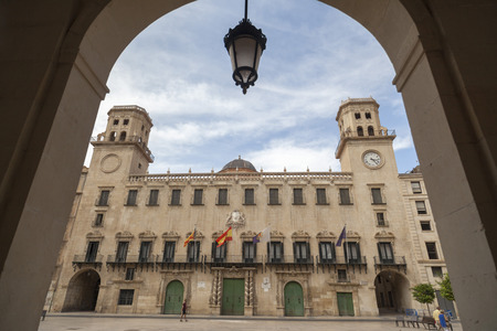 ALICANTE,SPAIN-SEPTEMBER 23,2017:City Hall building,baroque style.Alicante,Spain.のeditorial素材