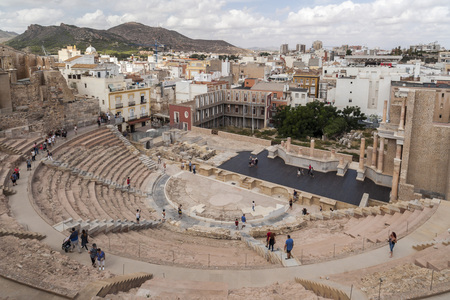 CARTAGENA,SPAIN-SEPTEMBER 22,2017:Ancient Roman Theatre in Cartagena,Spain.のeditorial素材