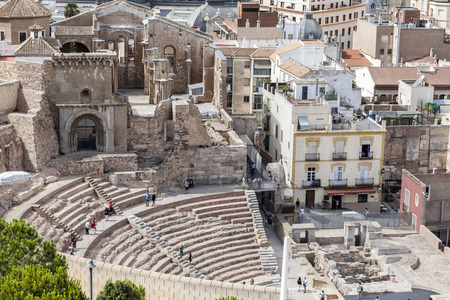 CARTAGENA,SPAIN-SEPTEMBER 22,2017:Ancient Roman Theatre in Cartagena,Spain.のeditorial素材