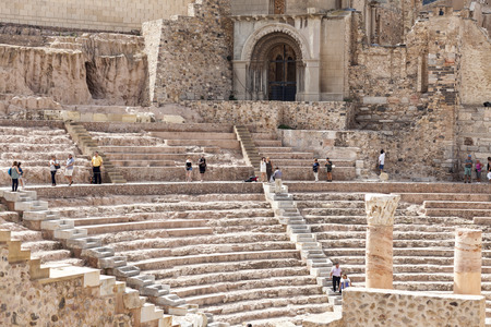 CARTAGENA,SPAIN-SEPTEMBER 22,2017:Ancient Roman Theatre in Cartagena,Spain.のeditorial素材