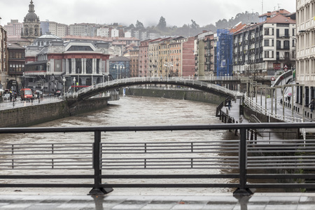 BILBAO,SPAIN-JANUARY 11,2017:City view, bridges over nervion river, Bilbao.のeditorial素材