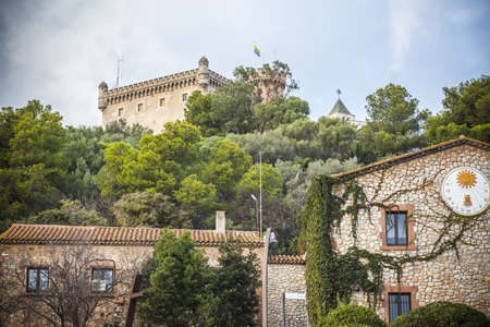 CASTELLDEFELS,SPAIN-NOVEMBER 1,2017:Castle and masia, traditional catalan house, Castelldefels,Catalonia,Spain.のeditorial素材