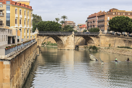 MURCIA,SPAIN-SEPTEMBER 23,2017:General city view and Segura river,historic center,Murcia,Spain.のeditorial素材