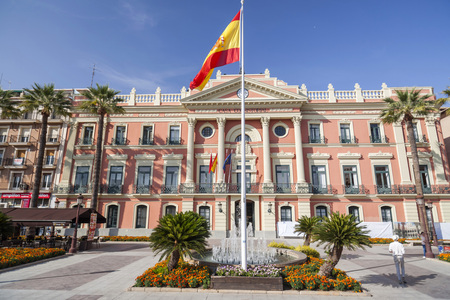 MURCIA,SPAIN-SEPTEMBER 21,2017:City Hall,Casa Consistorial,neoclassic building,Murcia,Spain.のeditorial素材