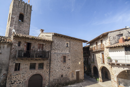 SANTA PAU,SPAIN-MAY 9,2017:Village view,Santa Pau,Catalonia,Spain.のeditorial素材