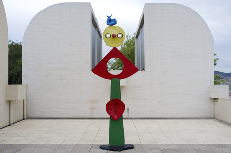 BARCELONA,SPAIN-MAY 18,2017:Exterior Joan Miro foundation,building by Josep Lluis Sert,park,parc montjuic,Barcelona.のeditorial素材