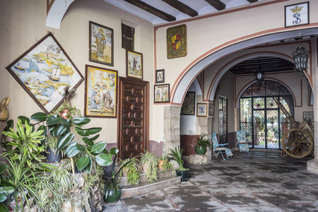 CASTELLON, SPAIN-JANUARY 30,2018: Interior entrance typical house where died astronomer Pierre Mechain, Castellon, Spain.のeditorial素材