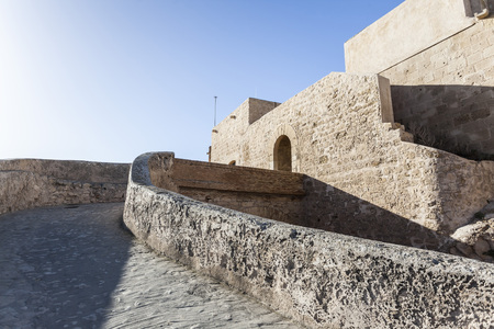 ALICANTE, SPAIN- JANUARY 18, 2018: Santa Barbara castle fortress, historic monument. Alicante,...