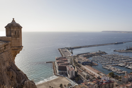 ALICANTE, SPAIN- JANUARY 18, 2018: General city view from santa barbara castle.Alicante, Spain.のeditorial素材