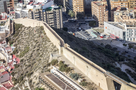ALICANTE, SPAIN- JANUARY 18, 2018: General city view from santa barbara castle.Alicante, Spain.