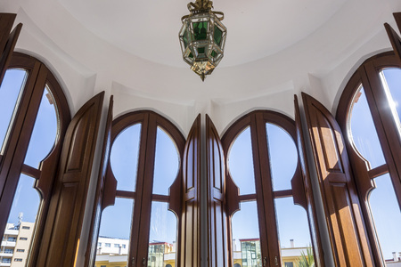 TORREMOLINOS, SPAIN- JANUARY 22,2018: Architecture, monument building, house, casa de los navajas,neo-mudejar style in Torremolinos,Spain.のeditorial素材