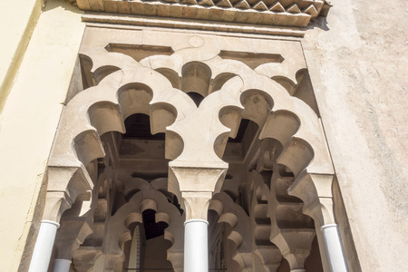 MALAGA, SPAIN- JANUARY 22,2018: Historic monument, La Alcazaba,palatial fortification. Multifoil arch.Malaga, Spain.のeditorial素材