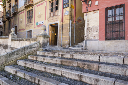 GRANADA, SPAIN- JANUARY 15, 2018: Street view, historic center square, plaza santa ana.Granada, Spain.のeditorial素材