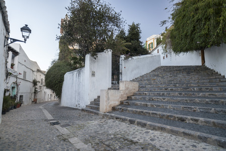 IBIZA- EIVISSA, SPAIN- JANUARY 12, 2018:Historic area, Dalt Vila, fortified upped town,UNESCO world...