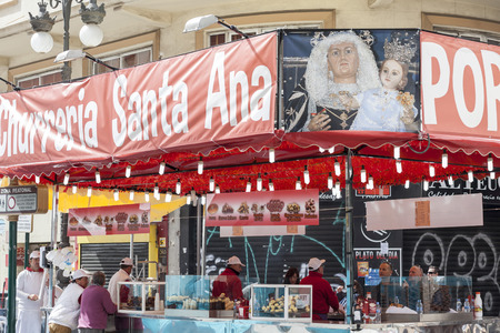 VALENCIA,SPAIN-MARCH 19,2018: Churreria,Falles, traditional celebration, unesco untangible cultural heritage, Valencia,Spain.のeditorial素材