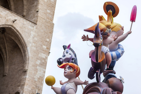 VALENCIA,SPAIN-MARCH 19,2018: Falles, traditional celebration, unesco untangible cultural heritage, Valencia,Spain.のeditorial素材