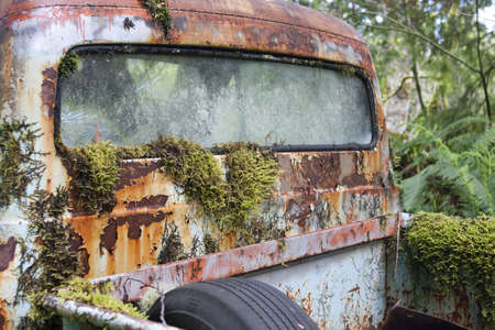 Rusty Old Truck with Mossの写真素材