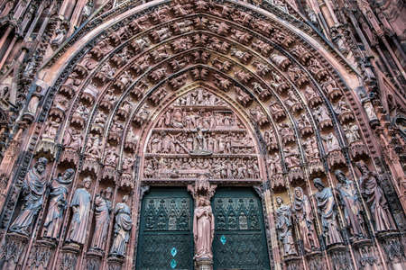 Facade of the Cathedral of Strasbourg, Franceのeditorial素材