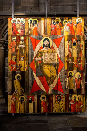 The monumental interior of the Strasbourg Cathedral in Alsace, Franceのeditorial素材