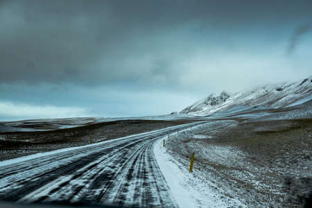 On the number one road through the Highlands of Icelandの写真素材